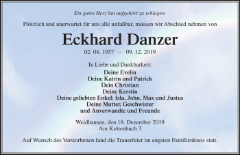 Traueranzeige von Eckhard Danzer von Neue Presse Coburg