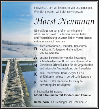 Traueranzeige von Horst Neumann von Südthüringer Presse