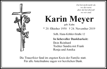 Traueranzeige von Karin Meyer von Frankenpost