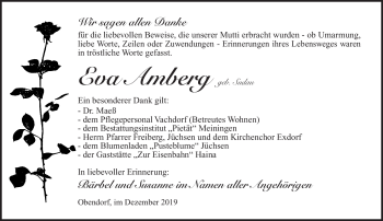 Traueranzeige von Eva Amberg von Südthüringer Presse