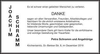 Traueranzeige von Joachim Schramm von Frankenpost