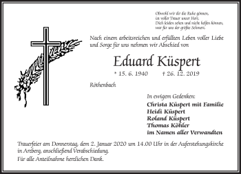 Traueranzeige von Eduard Küspert von Frankenpost