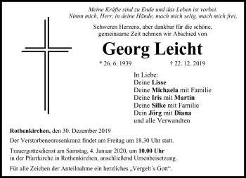 Traueranzeige von Georg Leicht von Neue Presse Coburg