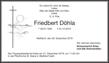 Traueranzeige von Friedbert Döhla von Frankenpost