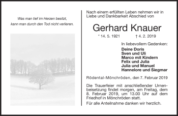 Traueranzeige von Gerhard Knauer von Neue Presse Coburg