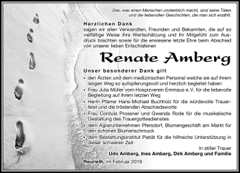Traueranzeige von Renate Amberg von Südthüringer Presse