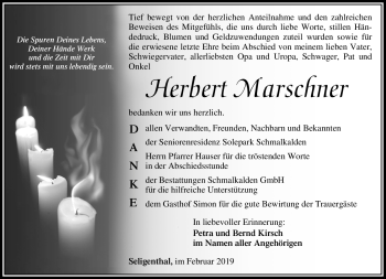 Traueranzeige von Herbert Marschner von Südthüringer Presse