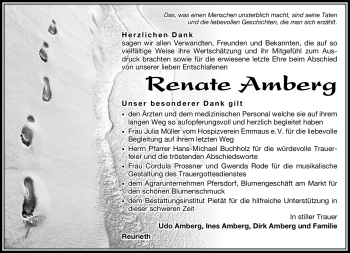 Traueranzeige von Renate Amberg von Südthüringer Presse