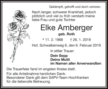 Traueranzeige von Elke amberger von Frankenpost