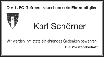 Traueranzeige von Karl Schörner von Frankenpost