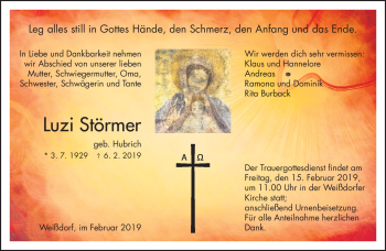 Traueranzeige von Luzi Störmer von Frankenpost