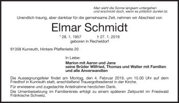 Traueranzeige von Elmar Schmidt von Neue Presse Coburg