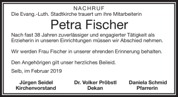 Traueranzeige von Petra Fischer von Frankenpost