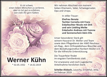 Traueranzeige von Werner Kühn von Südthüringer Presse