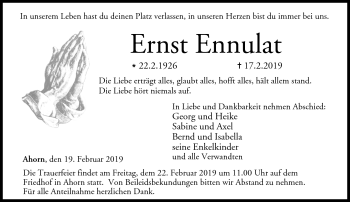 Traueranzeige von Ernst Ennulat von Neue Presse Coburg