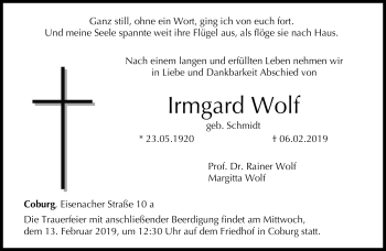 Traueranzeige von Irmgard Wolf von Neue Presse Coburg