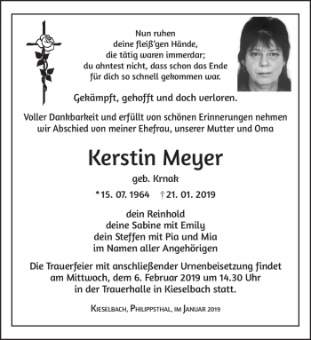 Traueranzeige von Kerstin Meyer von Südthüringer Presse