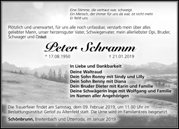 Traueranzeige von Peter Schramm von Südthüringer Presse