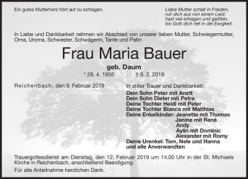 Traueranzeige von Maria Bauer von Neue Presse Coburg