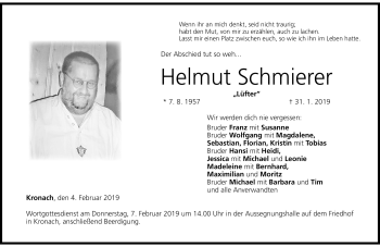 Traueranzeige von Helmut Schmierer von Neue Presse Coburg