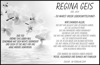 Traueranzeige von Regina Geis von Südthüringer Presse