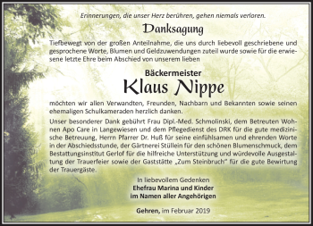 Traueranzeige von Klaus Nippe von Südthüringer Presse