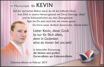 Traueranzeige von Kevin Na von Südthüringer Presse