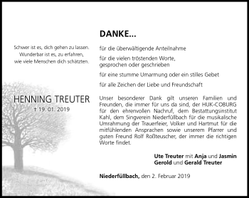 Traueranzeige von Henning Treuter von Neue Presse Coburg