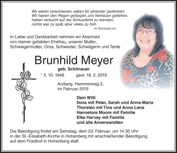 Traueranzeige von Brunhild Meyer von Frankenpost