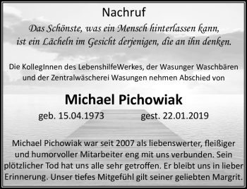 Traueranzeige von Michael Pichowiak von Südthüringer Presse