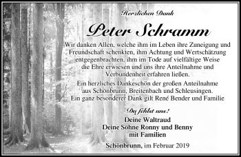 Traueranzeige von Peter Schramm von Südthüringer Presse