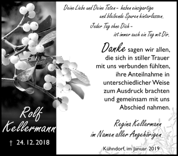 Traueranzeige von Rolf Kellermann von Südthüringer Presse
