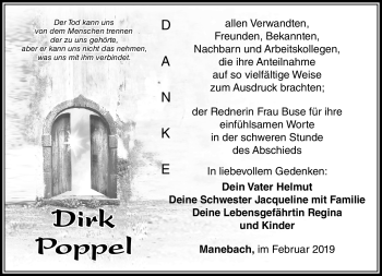 Traueranzeige von Dirk Poppel von Südthüringer Presse