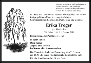Traueranzeige von Erika Tröger von Frankenpost
