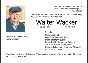 Traueranzeige von Walter Wacker von Neue Presse Coburg