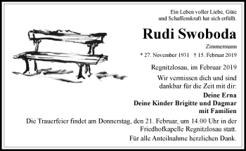 Traueranzeige von Rudi Swoboda von Frankenpost