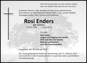 Traueranzeige von Rosi Enders von Neue Presse Coburg