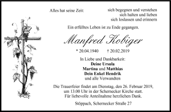 Traueranzeige von Manfred Kobinger von Neue Presse Coburg