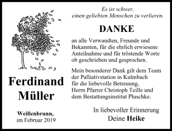 Traueranzeige von Ferdinand Müller von Neue Presse Coburg