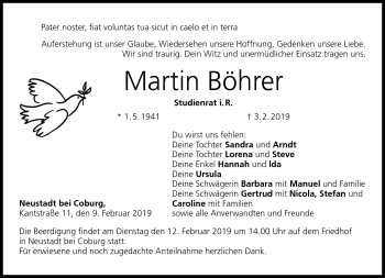 Traueranzeige von Martin Böhrer von Neue Presse Coburg