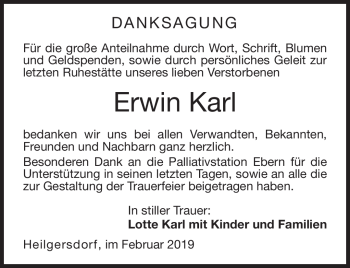 Traueranzeige von Erwin Karl von Neue Presse Coburg