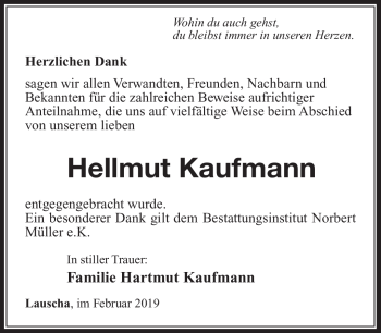 Traueranzeige von Hellmut Kaufmann von Südthüringer Presse