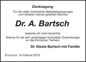Traueranzeige von A. Bartsch von Neue Presse Coburg