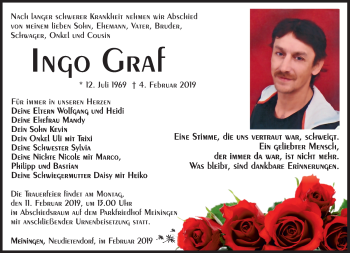 Traueranzeige von Ingo Graf von Südthüringer Presse