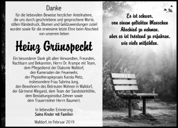 Traueranzeige von Heinz Grünspecht von Südthüringer Presse