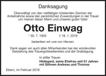 Traueranzeige von Otto Einwag von Neue Presse Coburg