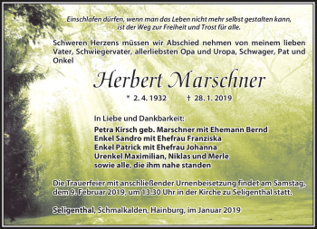 Traueranzeige von Herbert Marschner von Südthüringer Presse