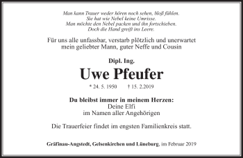 Traueranzeige von Uwe Pfeufer von Südthüringer Presse