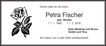 Traueranzeige von Petra Fischer von Frankenpost