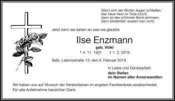 Traueranzeige von Ilse Enzmann von Frankenpost